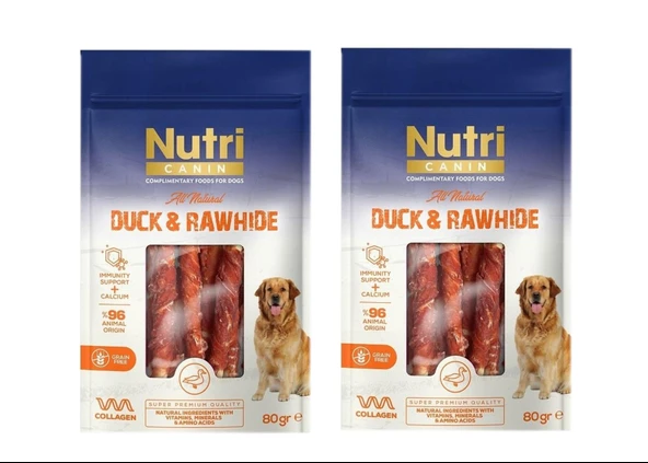 Nutri Canin Rawhide Ördek Eti Sarılı Kemik Köpek Ödülü 2X80 Gr.