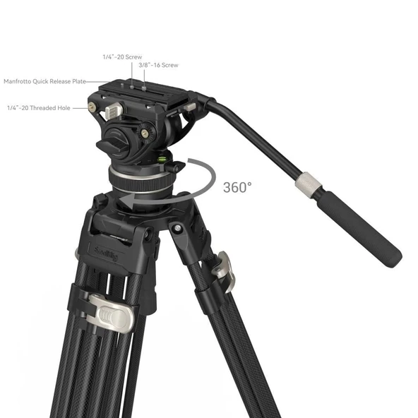 SmallRig 3989 AD-100 Video Kamera Karbon Fiber Tripod Kiti - 4