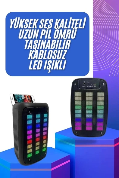 Taşınabilir 6.5 inç LED Bluetooth Kareoke Hoparlör RGB Işıklı Radyolu ürün görseli 1