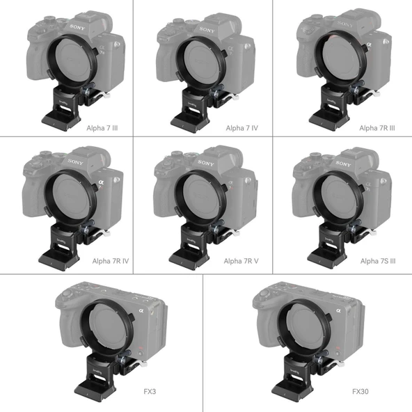 SmallRig 4244 Sony A1 / A7 / A 9 / FX Serisi İçin Döndürülebilir Yataydan Dikeye Montaj Plakası Kiti - Resim 2