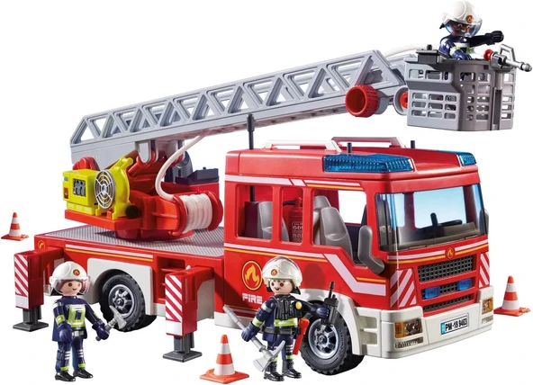 PLAYMOBIL City Action 9463 ışıklı ve sesli, merdivenli itfaiye aracı - Resim 3