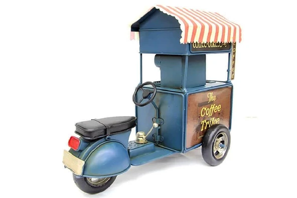 Dekoratif Metal Kahve Arabası Biblo Hediyelik Kumbara - 5