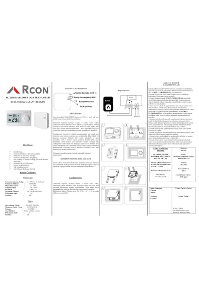 Rcon RC 250S Kablosuz Oda Termostatı Büyük Dijital Ekran - 6