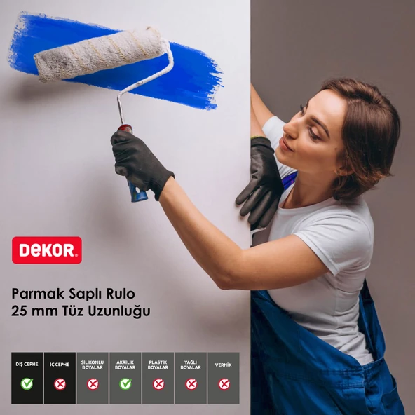 Süperlüks 1003 5cm Orta Çap 25 mm Tüylü İç Cephe Saplı Boya Rulosu 25 cm - Resim 2