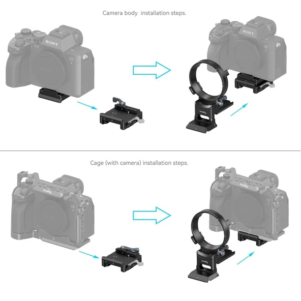 SmallRig 4244 Sony A1 / A7 / A 9 / FX Serisi İçin Döndürülebilir Yataydan Dikeye Montaj Plakası Kiti - Resim 4