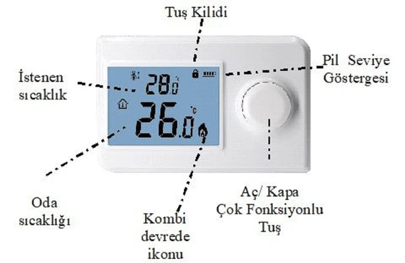 Rcon RC 250S Kablosuz Oda Termostatı Büyük Dijital Ekran - 2