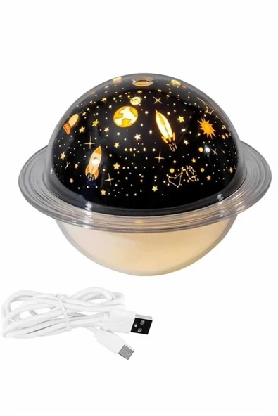 Aromaterapi Hava Nemlendirici Gece Lambası Uzay Model Satürn Oda Kokusu - Resim 3
