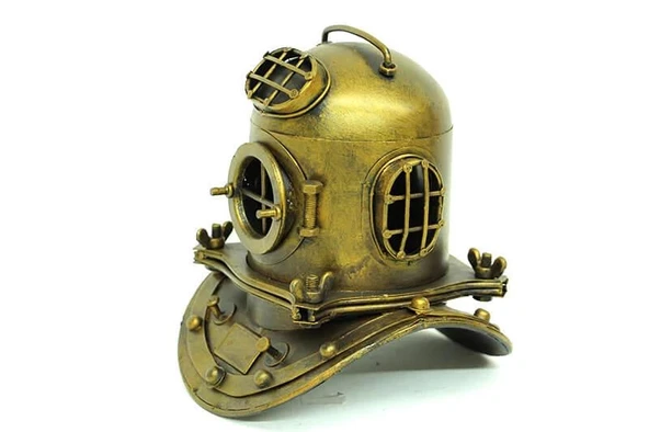 Dekoratif Metal Dalgıç Başlığı Vintage Biblo Ev Ofis Hediyelik - Resim 2