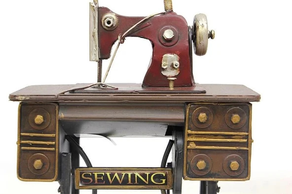 Dekoratif Metal Dikiş Makinesi Biblo Masaüstü Hediyelik ürün görseli 1