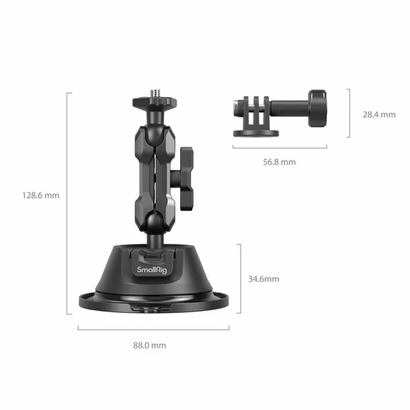 SmallRig SC-1K 4193 Aksiyon Kameraları için  Vantuz Montaj Desteği - Resim 4