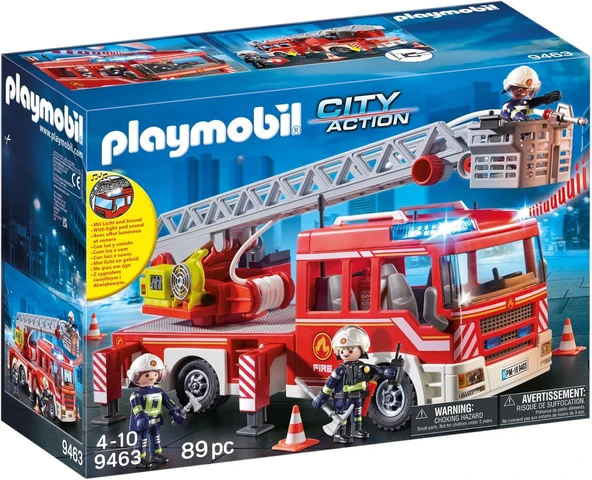 PLAYMOBIL City Action 9463 ışıklı ve sesli, merdivenli itfaiye aracı - Resim 2