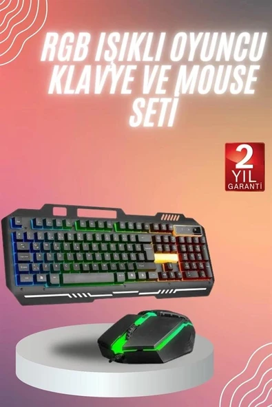 RGB Işıklı Gaming Oyuncu Klavye Q Klavye Mouse Hediyeli - Resim 2