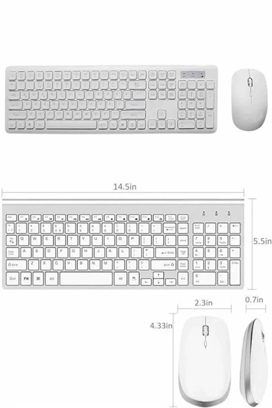 Klavye Mouse Seti Sessiz Kablosuz Türkçe TV  PC Uyumlu - Resim 4