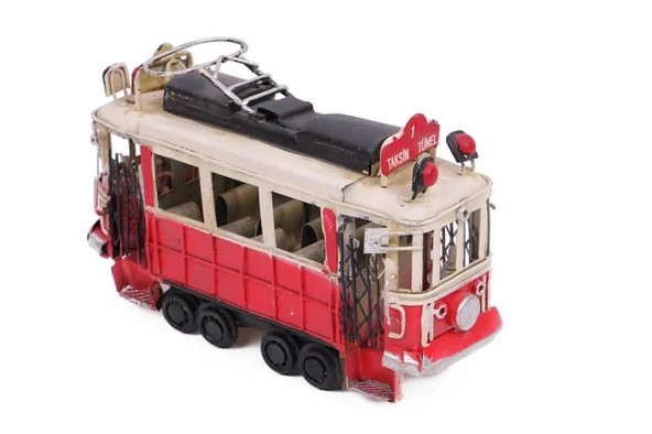 Dekoratif Metal Taksim Tramvay Orta Boy Vintage Biblo Hediyelik - Resim 2