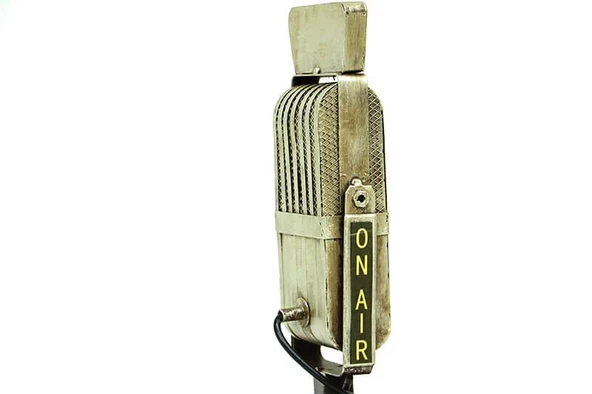 Dekoratif Metal Mikrofon Obje Biblo Vintage Hediyelik - Resim 4