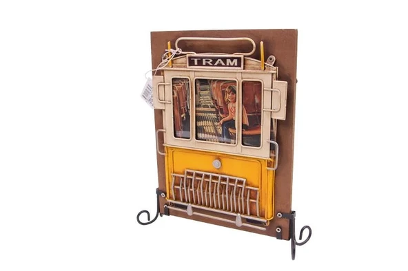 Dekoratif Metal Çerçeve Tramvay Dekorlu Vintage Hediyelik - Resim 5