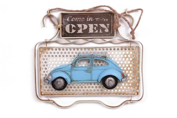 Dekoratif Metal Kapı Yazısı Araba Dekorlu Vintage Hediyelik ürün görseli