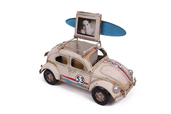 Dekoratif Metal Araba Çerçeveli Kalemlik Hediyelik - Resim 2