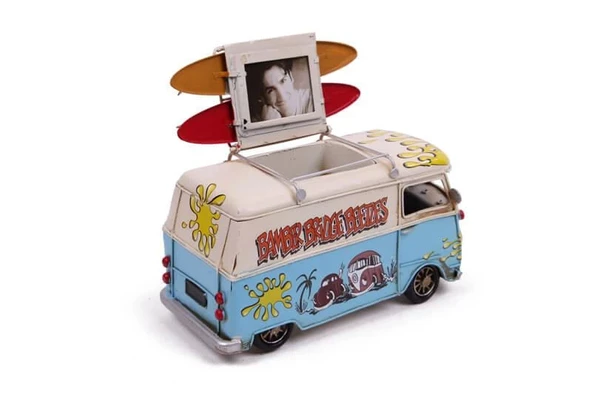 Dekoratif Metal Minibüs Kalemlik ve Çerçeveli Hediyelik - Resim 3