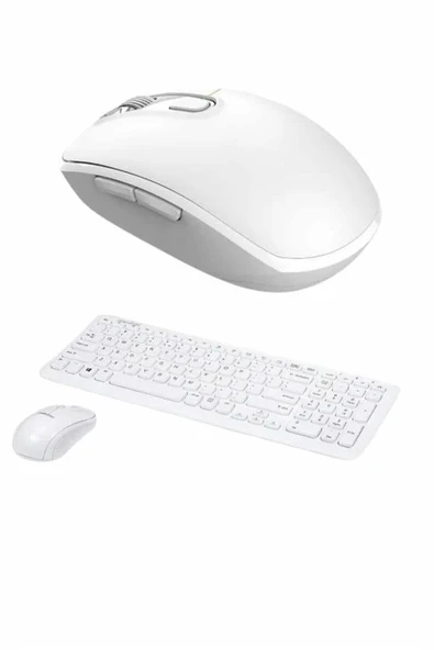 Kablosuz Klavye Mouse Seti Beyaz Q Klavye Tüm Cihazlara Uyumlu - Resim 4