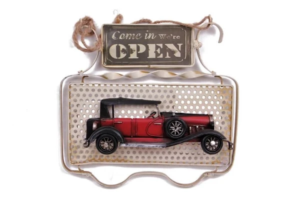 Dekoratif Metal Kapı Yazısı Araba Dekorlu Vintage Hediyelik ürün görseli