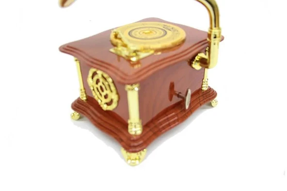 Gramofon Ayaklı Müzikli Vintage Müzik Kutusu Hediyelik - Resim 5