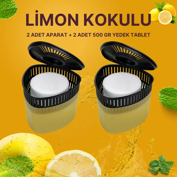 2 Adet 500 gr Nem Alıcılı Ve Rutubet Giderici Aparat Üçgen Limon (TABLET DAHİL) ürün görseli