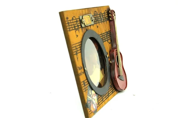 Dekoratif Metal Çerçeve Gitar Dekorlu Vintage Ev Ofis Hediyelik - Resim 3