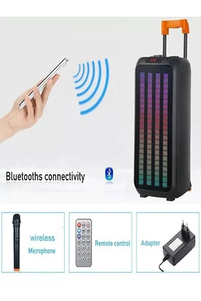 NDR-1098 8" Taşınabilir Büyük Boy RGB Bluetooth Kablosuz Mikrofonlu Parti Hoparlörü - 2