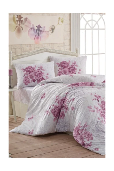 Taç Kristal Ranforce Çift Kişilik Nevresim Takımı - Henna Mürdüm