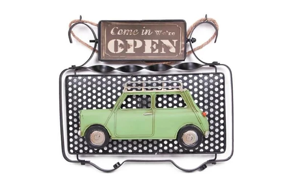 Dekoratif Metal Kapı Yazısı Araba Dekorlu Vintage Hediyelik ürün görseli