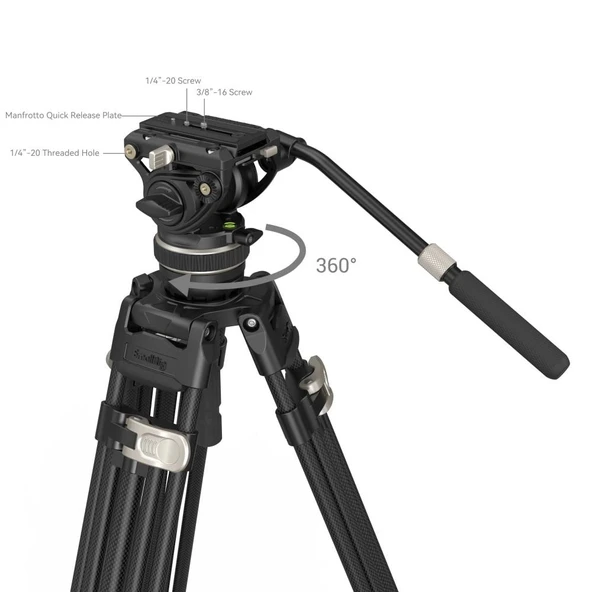 SmallRig 3989 AD-100 Video Kamera Karbon Fiber Tripod Kiti - 4