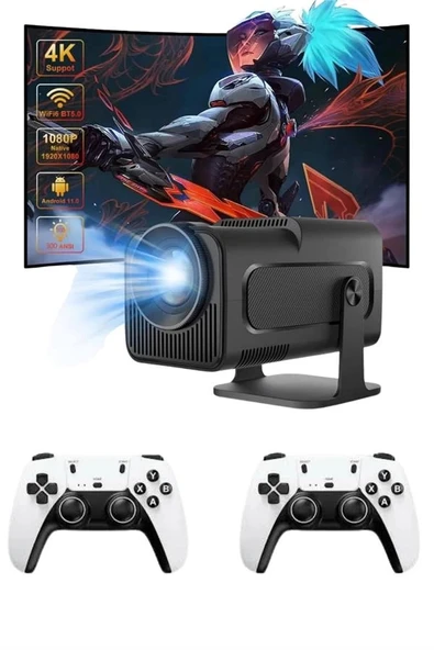Çift Kollu Game Box Projeksiyon Cihazı Kumandalı Android Tv Dahili Hoparlör - 1