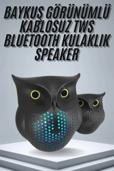 TWS Bluetooth Hoparlör Baykuş Tasarımlı Taşınabilir RGB Işıklı Uzun Pil Ömrü - Resim 2