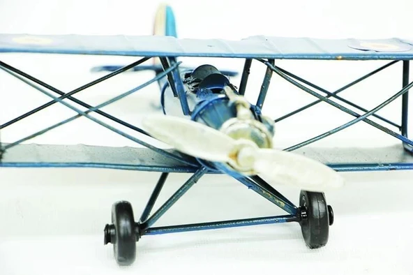 Dekoratif Metal Uçak Çift Kanatlı Biblo Dekoratif Hediyelik - Resim 3