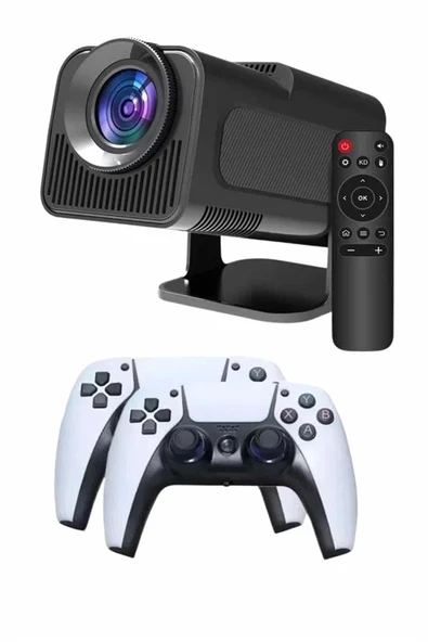 Çift Kollu Game Box Projeksiyon Cihazı Kumandalı Android Tv Dahili Hoparlör - 3