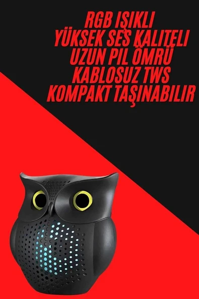 TWS Bluetooth Hoparlör Baykuş Tasarımlı Taşınabilir RGB Işıklı Uzun Pil Ömrü ürün görseli 1