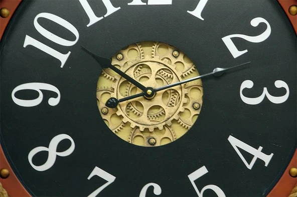 Saat Çarklı Askılı Duvar Saati Dekoratif Ev Ofis Hediyelik - Resim 3