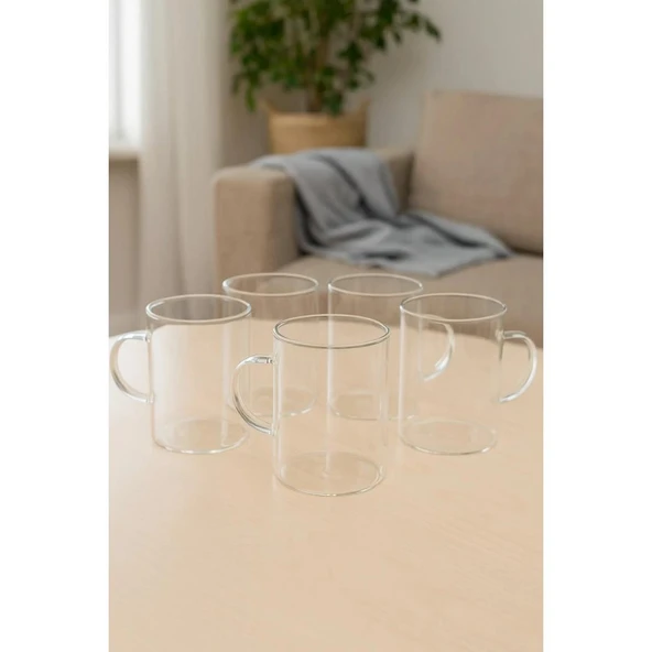 6'lı Çay Kupa Seti, Borosilikat Cam Kupa, 200 ml ürün görseli 1