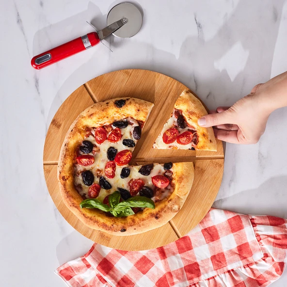 Karaca Bambu Lezza Pizza Kesme Tahtası ve Sunumluk - Resim 3