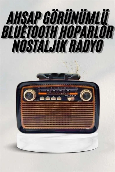 Bluetooth Hoparlör Ahşap Renk Vintage Işıklı Nostaljik Radyo Fm Ahşap Görünümlü - Resim 2