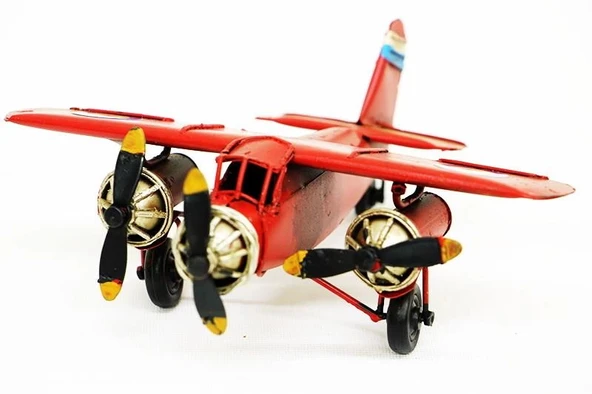 Dekoratif Metal Uçak Vintage Biblo Dekoratif Ev Ofis Hediyelik - Resim 2