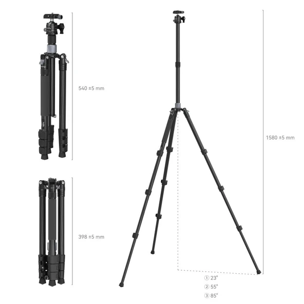 SmallRig 4059 AP-20 Orta Sütunlu  Karbon Fiber Tripod - Resim 3