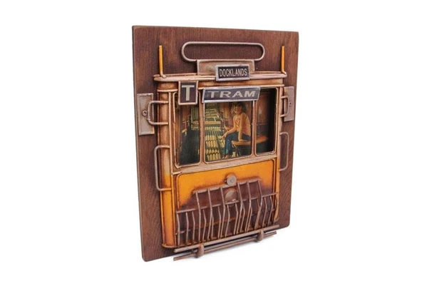 Dekoratif Metal Çerçeve Tramvay Dekorlu Vintage Hediyelik - Resim 2