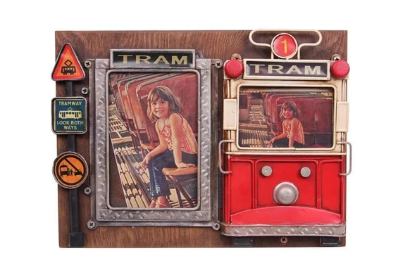 Dekoratif Metal Çerçeve Tramvay Dekorlu Vintage Hediyelik ürün görseli 1