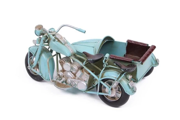 Dekoratif Metal Motosiklet Sepetli Vintage Dekoratif Hediyelik - Resim 3