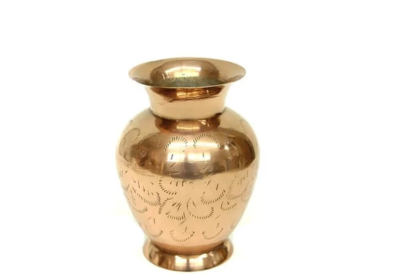 Vazo Düz İşlemeli Model Tamamı Pirinç Dekoratif Hediyelik ürün görseli 1