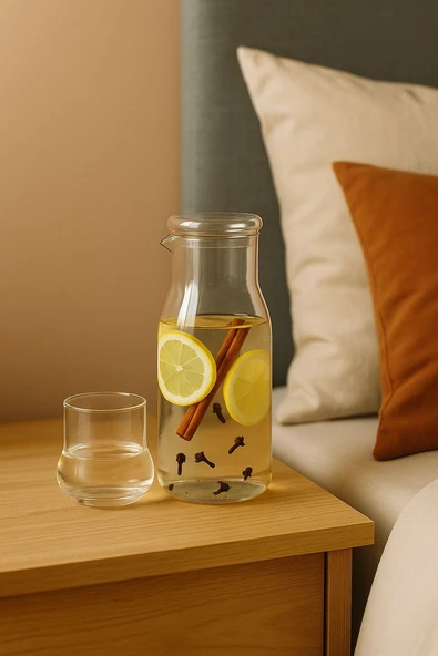 Borosilikat Cam Sürahi/Başucu Sürahi, Bardaklı, 950 m ürün görseli 1