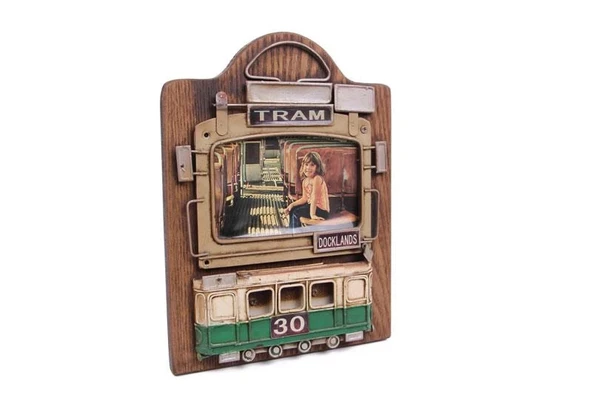 Dekoratif Metal Çerçeve Tramvay Dekorlu Vintage Hediyelik - Resim 2