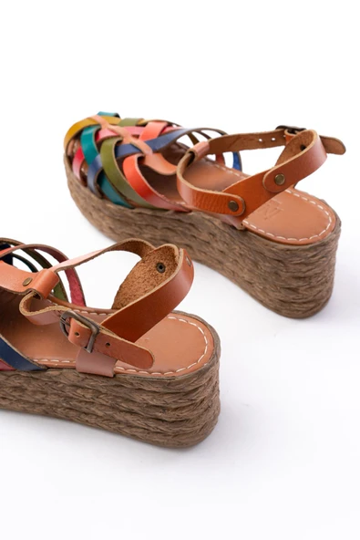 684-02 Taba Multi Ortopedik Hakiki Deri Dolgu Kadın Sandalet - 9